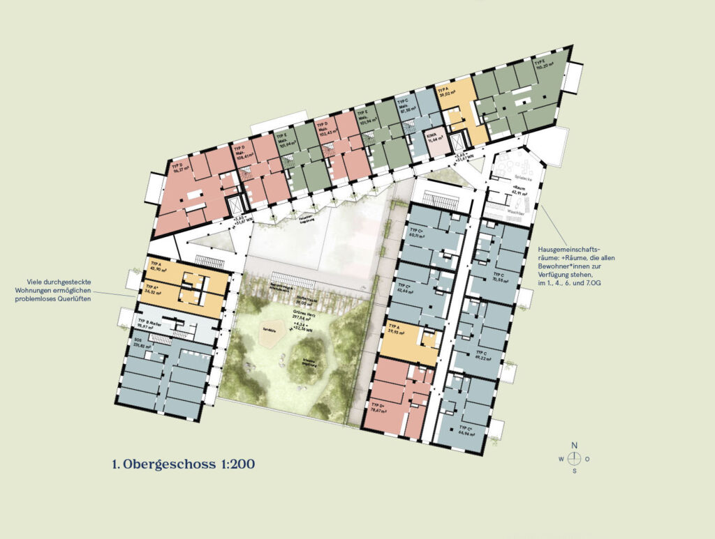 Plan 1. Obergeschoß aus dem Wettbewerb