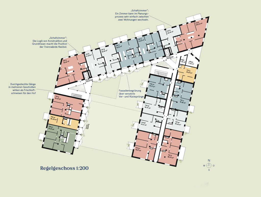 Plan Regelgeschoß aus dem Wettbewerb